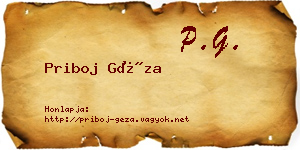 Priboj Géza névjegykártya
